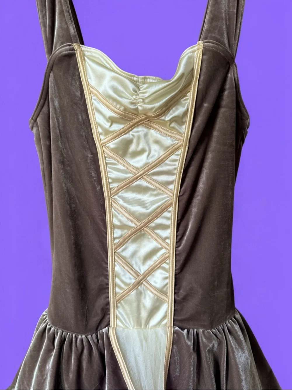 Mauve Velvet,  Cream Tulle Princess, Renaissance Costume Dress